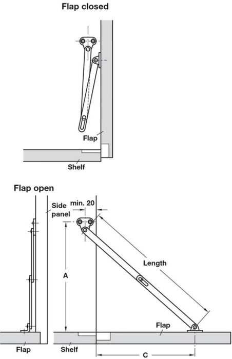 300MM HÄFELE FLAP DOOR SCISSORS