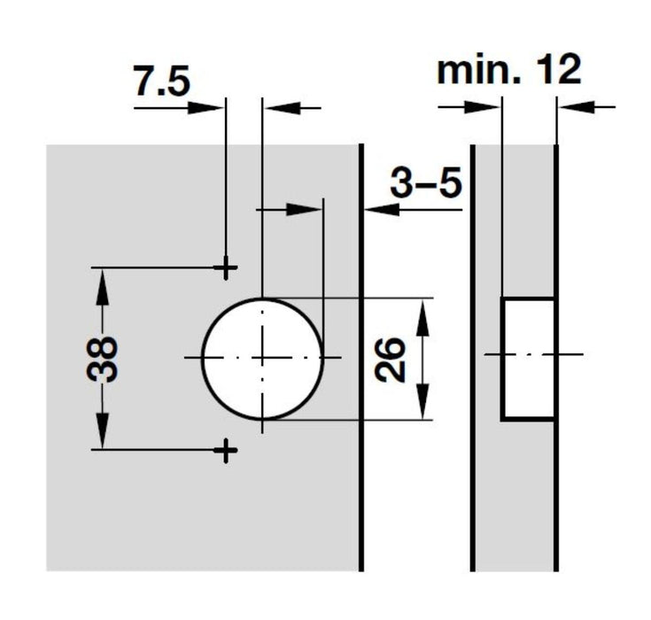 HINGE COVERED EDGE F26 HÄFELE