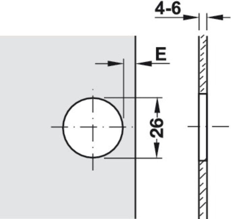 HÄFELE GLASS HINGE COVERED EDGE F26