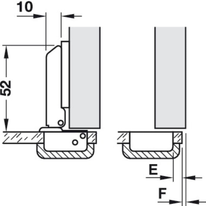 HÄFELE GLASS HINGE COVERED EDGE F26