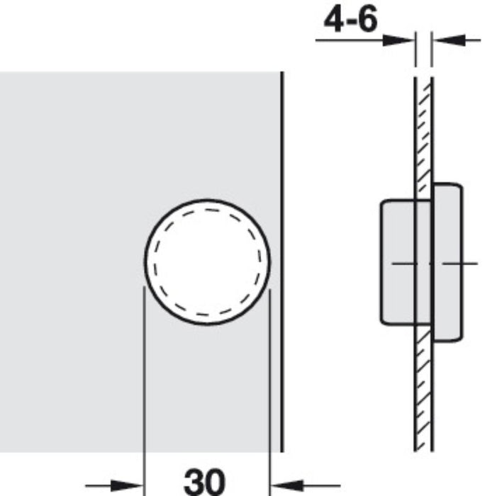 HÄFELE GLASS HINGE COVERED EDGE F26