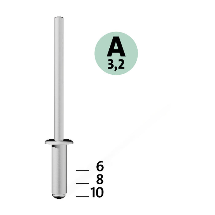 POP RIVET 3.2X6 MM NOVUS 30 COUNTS