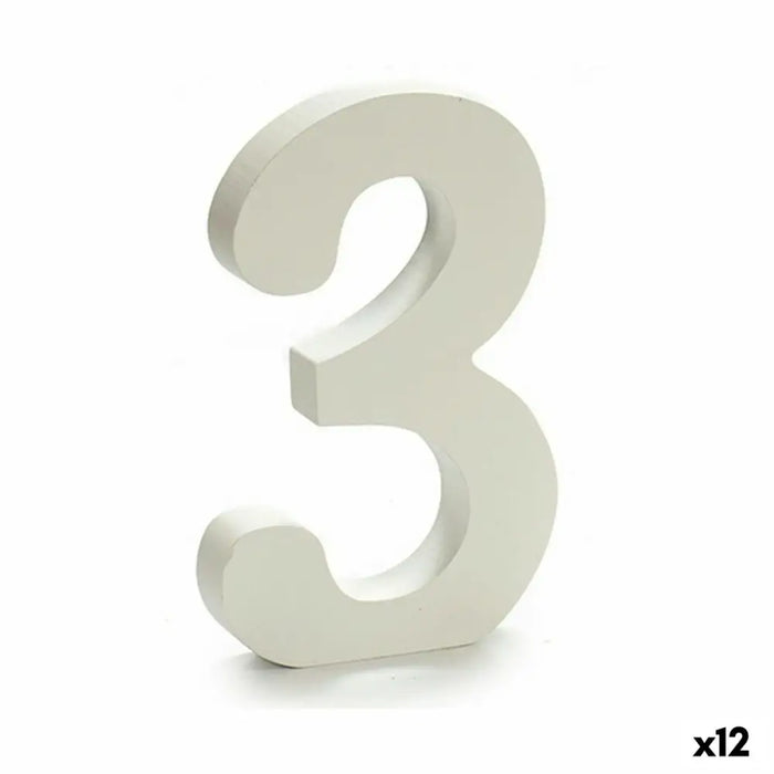 Number Pincello 3 White 1,8 x 21 x 17 cm (12 Units) - Декорация и Осветление<<<Дом Градина<<<BigBuy&&&Други артикули за