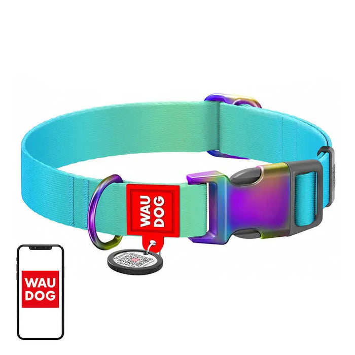 Nylon collar with QR code for Waudog gradient dog blue size L - Walking and transportation<<<Pets<<<InnproXML