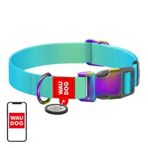 Nylon collar with QR code for Waudog gradient dog blue size L - Walking and transportation<<<Pets<<<InnproXML