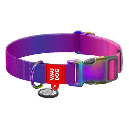 Nylon dog collar with QR code WAUDOG 15 mm wide 25-35 cm long purple - Walking and transportation<<<Pets<<<InnproXML
