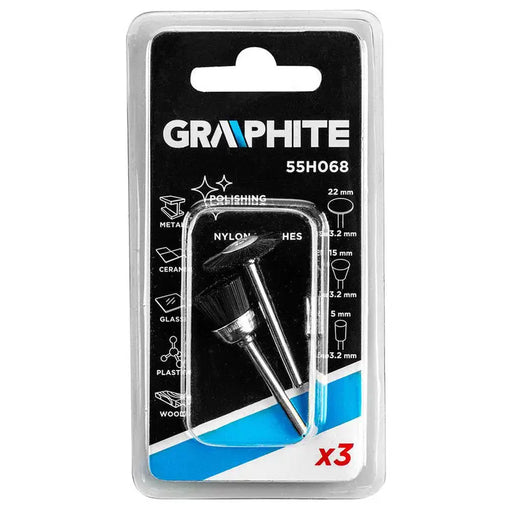 NYLON WIRE BRUSH SET 3 PIECES GRAPHITE 55H068 - Аксесоари за dremel<<<Консумативи за електроинструменти<<<Инструменти и