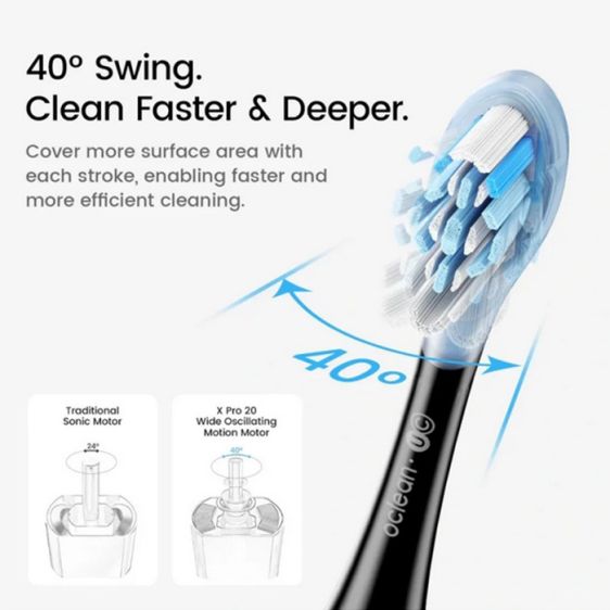 Electric toothbrush Oclean X Pro 20 Set, AI, Maglev 4.0, 84000 rpm, Wi-Fi, FlexFit, IPX7, Black