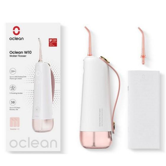 Oclean W10 dental irrigator, 5 modes, 2 nozzles, 200 ml, 1400 pulses per minute, IPX7, Pink