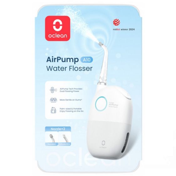 Oclean AirPump A10 Dental Irrigator, 3 modes, 2 nozzles, 40 days battery life, IPX7, White/Gray