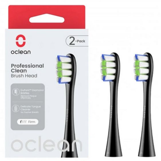 Set of 2 replacement heads for electric toothbrush Oclean Professional Clean Brush Head, Hard, Black