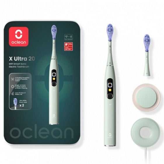 Electric toothbrush Oclean X Ultra 20, AI voice assistant, 84000 rpm, Wi-Fi, Bluetooth, Green