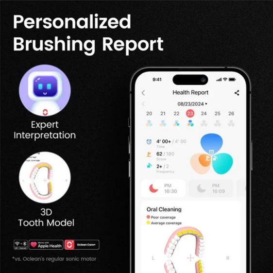 Electric toothbrush Oclean X Ultra 20, AI voice assistant, 84000 rpm, Wi-Fi, Bluetooth, Green
