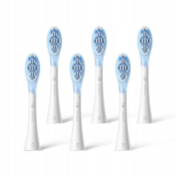 Set of 6 replacement heads for Oclean Ultra Clean electric toothbrush, Hard, White