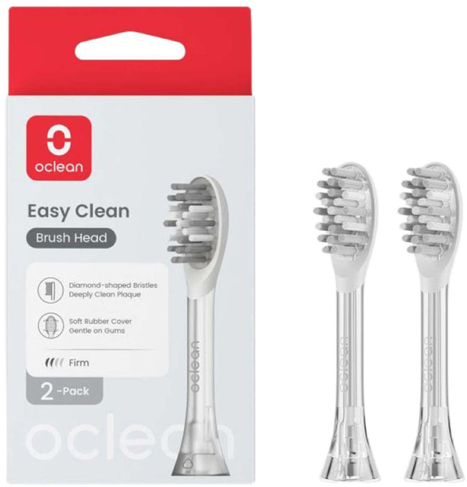 Set of 2 replacement toothbrush heads for Oclean Easy Clean P1K3, Hard, Silver