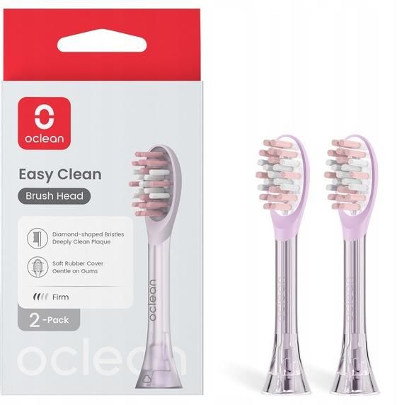 Set of 2 replacement toothbrush heads for Oclean Easy Clean P1K3, Hard, Pink