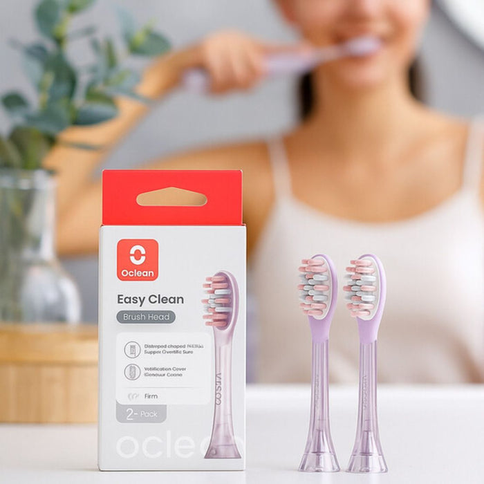 Set of 2 replacement toothbrush heads for Oclean Easy Clean P1K3, Hard, Pink