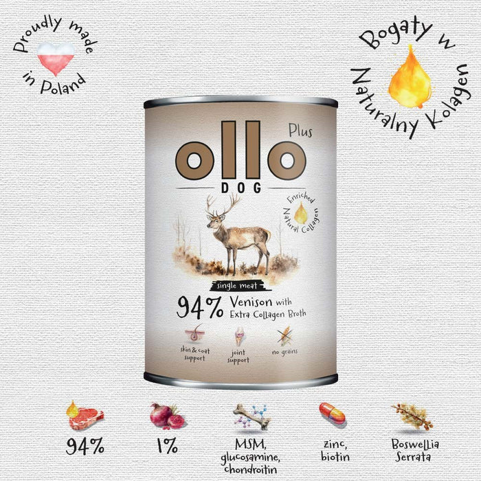 OLLO Plus Collagen Mono Deer - wet dog food - 800g