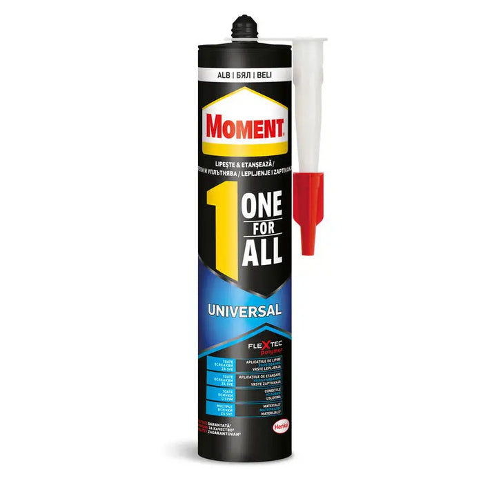 ONE FOR ALL UNIVERSAL ASSEMBLY ADHESIVE WHITE 389 G MOMENT - Лепила<<<Лепила и ленти<<<Бои и лакове<<<Praktiker