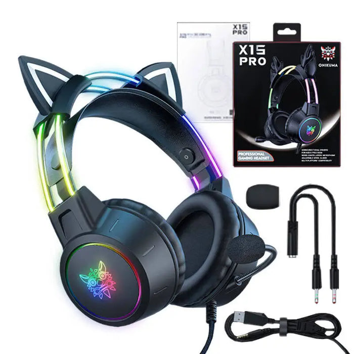 ONIKUMA X15 PRO Gaming headset Cat (Black) - Wired<<<Headphones<<<Audio<<<InnproXML