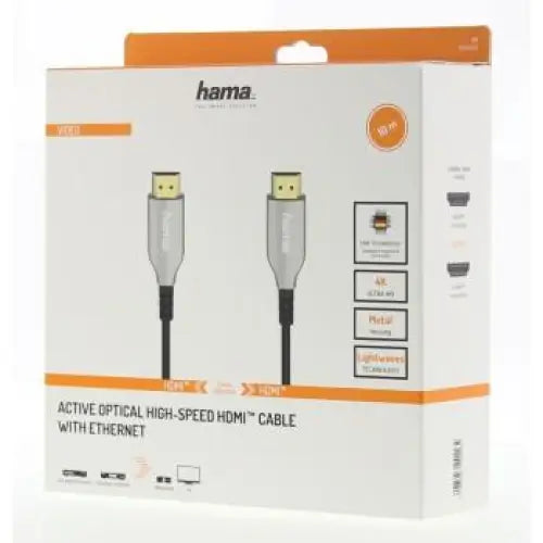 Optical active cable HAMA Optical HDMI male - HDMI male Ethernet 4K 10m Gold connectors Black - Видео