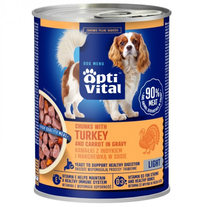 OPTIVITAL Chunks with turkey and carrots in gravy - wet dog food - 415g