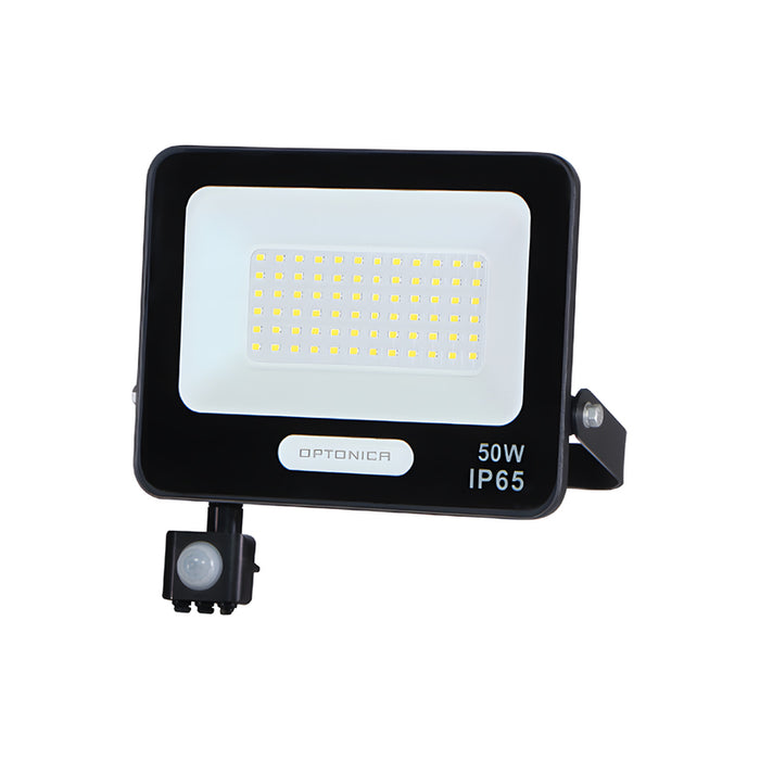 LED FLOODLIGHT WITH SENSOR 50W 4500LM IP65 BLACK OPTONICA