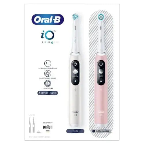 Oral-B Electric Toothbrush iO Series 6 Duo Pack Alabaster White/Blush Pink EU - Medical<<<Основна<<<DunaXML