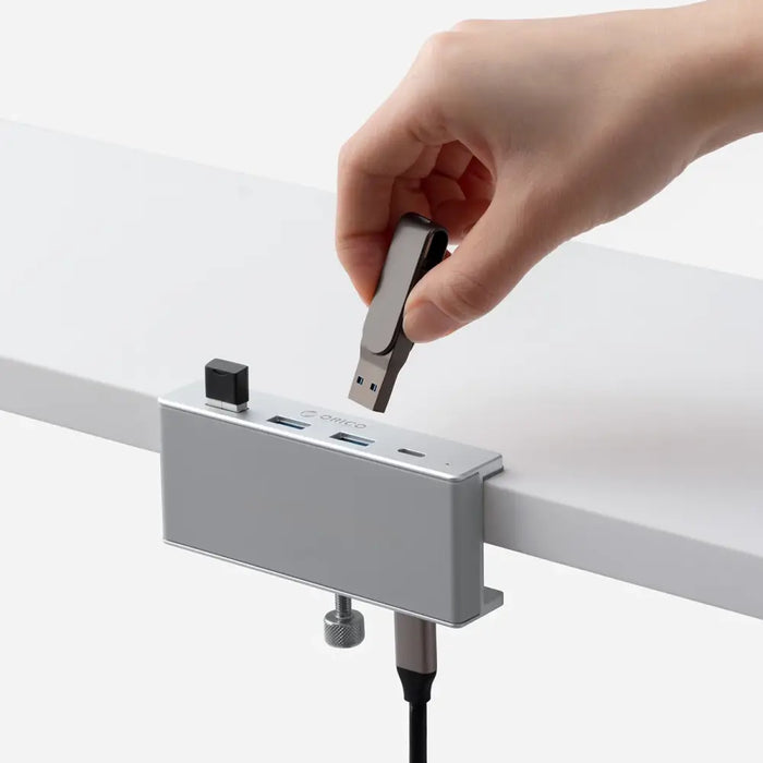 Orico MH4PC Hub Clamp-Mounted USB-C / 3x USB-A 3.0 + 1x USB-C 3.0 - Silver - USB hubs<<<HurtelXML
