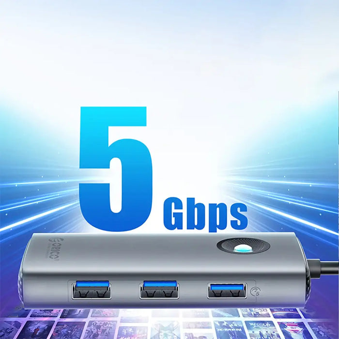 Orico PW11-5P USB-C Hub Docking Station 1x USB-A 3.0 + 2x USB-A 2.0 + 1x USB-C PD + 1x HDMI - Gray - USB