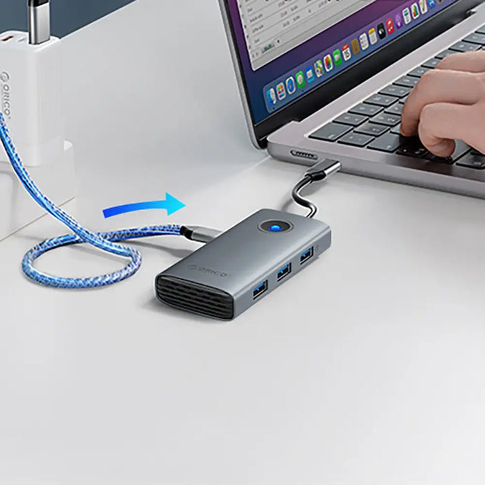 Orico PW11-6P USB-C Hub Docking Station 3x USB-A 3.0 + 1x USB-C 2.0 + 1x HDMI - Gray - USB hubs<<<HurtelXML