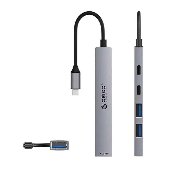 Orico YSB4-U2 USB-A/USB-C Hub Docking Station 2x USB-A 2.0 + 1x USB-A 3.0 + 1x USB-C 2.0 + 1x USB-C - Gray - USB