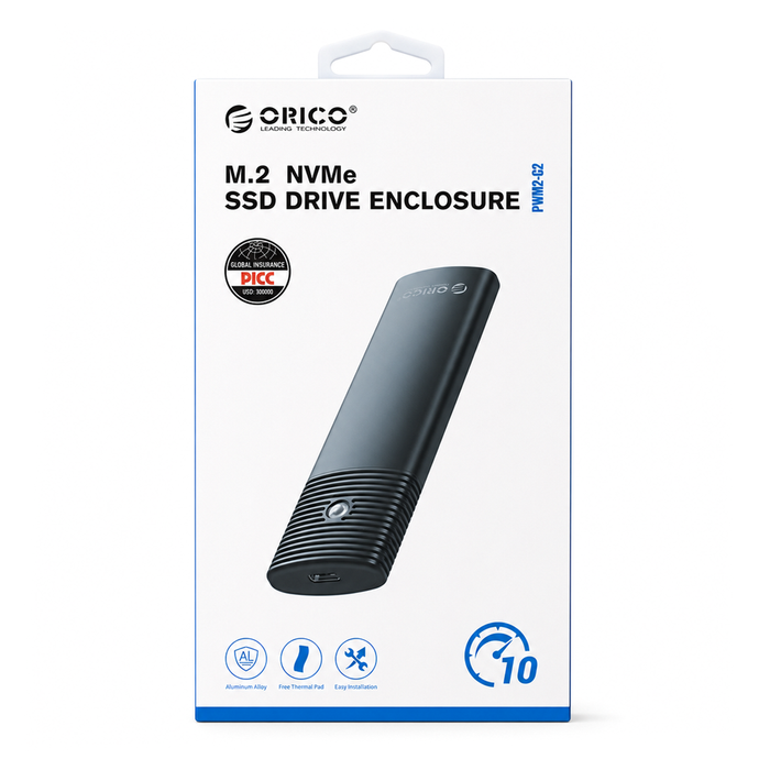 Orico PWM2-G2 M.2 NVME USB-C 10Gb/s Disk Drive - Black