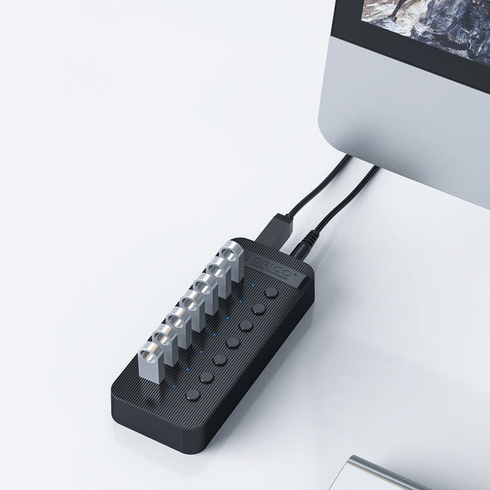 Orico CT2U3-13AB 13x USB-A 3.0 Hub with Switches - Black