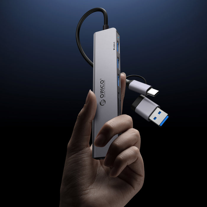 Orico YSB4-U2 USB-C Hub Docking Station 2x USB-A 2.0 + 1x USB-A 3.0 + 1x USB-C 2.0 + 1x USB-C - Gray