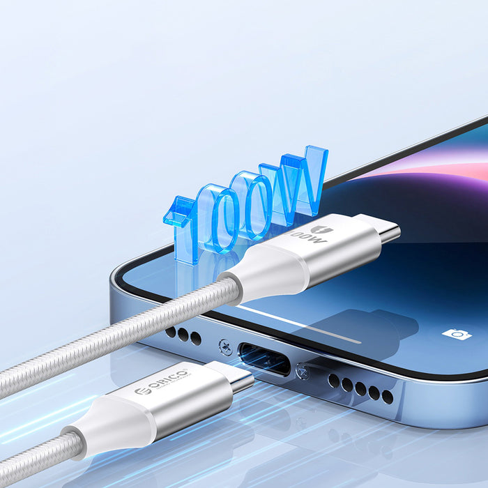 Orico CDX 100W 5A Power Delivery USB-C - USB-C 1m Cable - White
