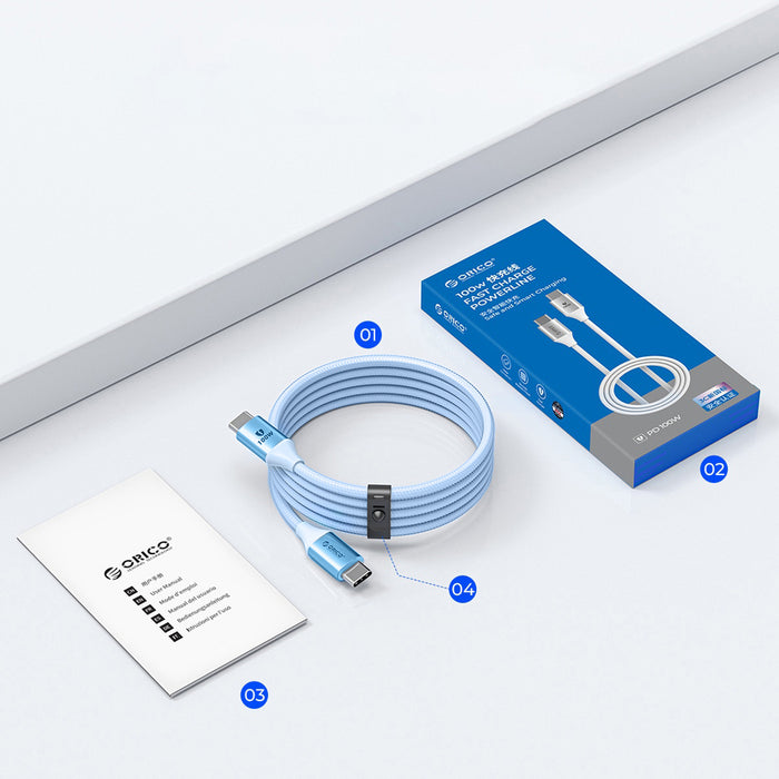 Orico CDX 100W 5A Power Delivery USB-C - USB-C cable 1m - blue