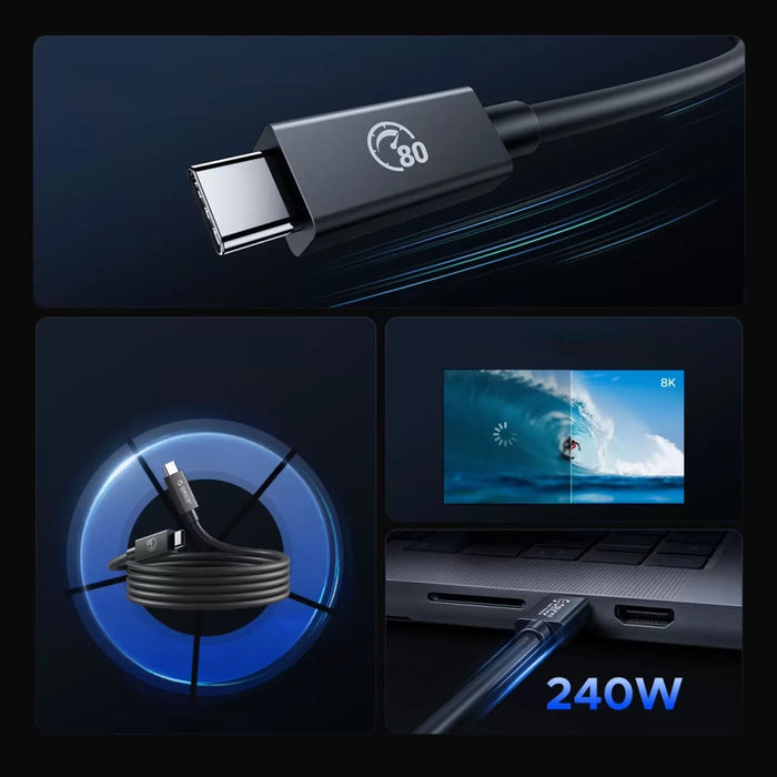 Orico USB4 Cable Compatible with Thunderbolt 5 80Gbps 240W USB-C to USB-C 1.5m - Black