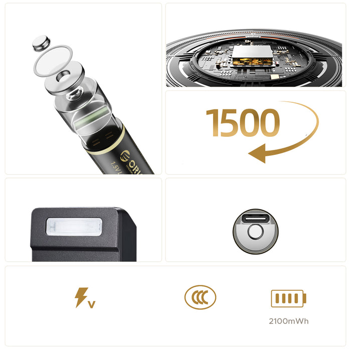 Orico Ener-G EG5C Lithium Battery 1.5V 2100mWh AA USB-C Rechargeable Battery with Charging Cable 4 pcs.