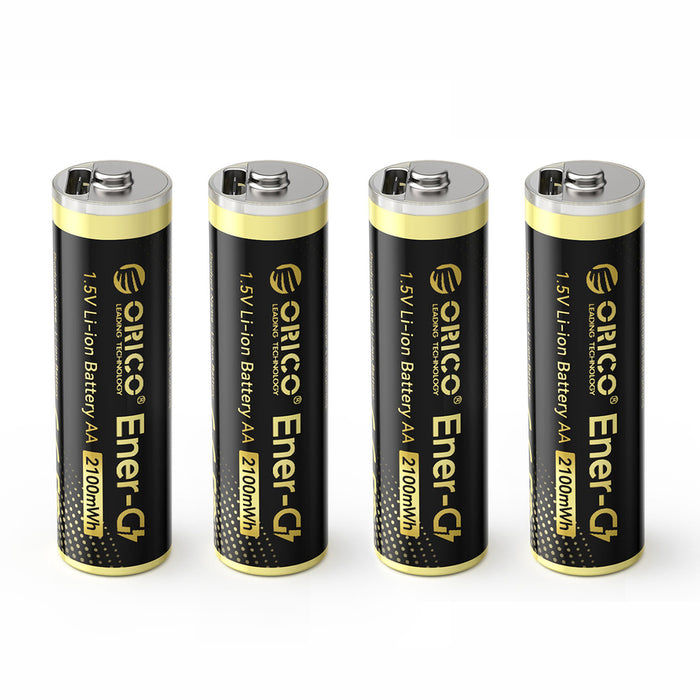 Orico Ener-G EG5C Lithium Battery 1.5V 2100mWh AA USB-C Rechargeable Battery with Charging Cable 4 pcs.