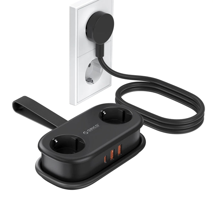 Orico AP3 20W GaN 5in1 Power Strip 2x AC + 2x USB-A + 1x USB-C - Black