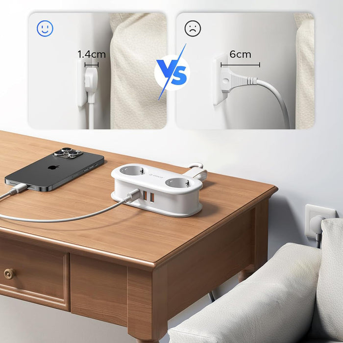 Orico AP3 20W GaN 5in1 Power Strip 2x AC + 2x USB-A + 1x USB-C - White