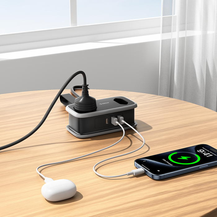 Orico APP 15.5W 5in1 Power Strip 2x AC + 2x USB-A + 1x USB-C - Black