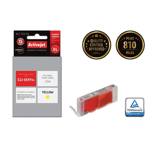 Original Ink Cartridge Activejet ACC-551YN Yellow - Оригинални Касети с Мастило<<<Електроника Периферни и резервни