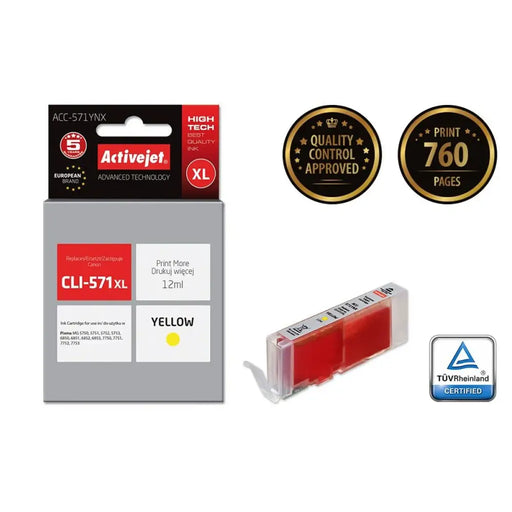 Original Ink Cartridge Activejet ACC-571YNX Yellow - Оригинални Касети с Мастило<<<Електроника Периферни и резервни