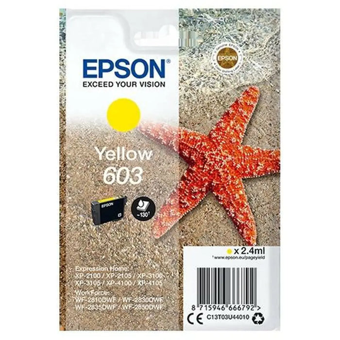 Original Ink Cartridge Epson XP-2100 3100 4100 / WF-2830DWF 2850DW - Nº 603 Yellow (10 Units) - Електроника Периферни и