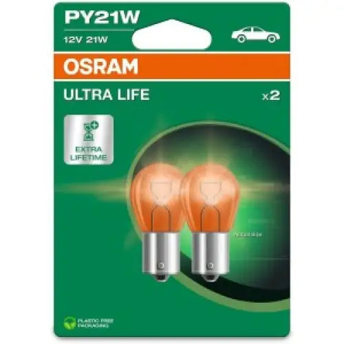 OSRAM AMBER ULTRA LIFE PY21W 21W 12V CARTON BLISTER X2 PCS - КРУШКИ И СВЕТЛИНИ<<<MaxCar