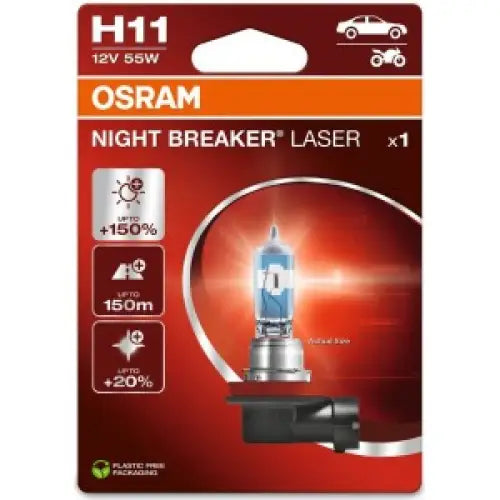 OSRAM NIGHT BREAKER LASER +150% H11 3200K 55W 12V CARTON BLISTER 1 PCS - КРУШКИ И СВЕТЛИНИ<<<MaxCar