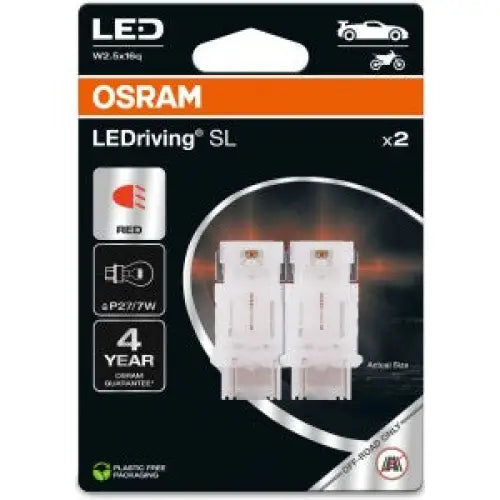 OSRAM RED P27/7W LED 1,7W 12V CARTON BLISTER X2 PCS - АВТОАКСЕСОАРИ<<<MaxCar&&&КРУШКИ И СВЕТЛИНИ<<<MaxCar