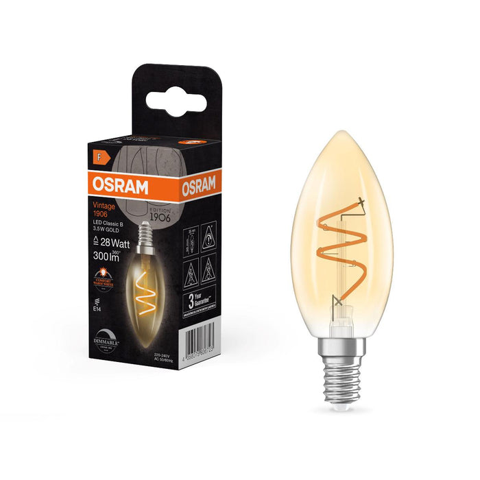 LED LAMP VINTAGE CANDLE GOLD28 DIM E14